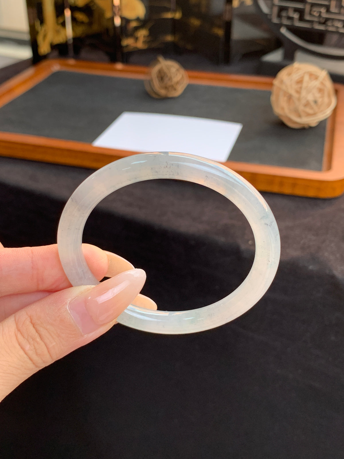 冰乌鸡缅甸翡翠A货圆条53mm*7mm*7.3