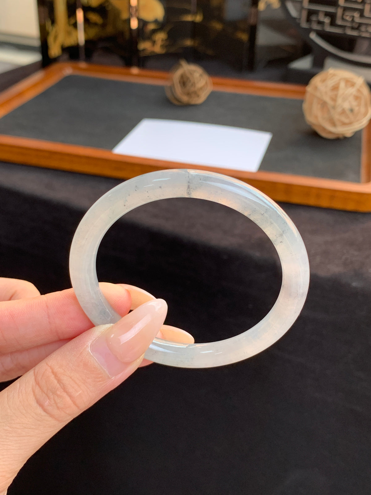 冰乌鸡缅甸翡翠A货圆条53mm*7mm*7.3