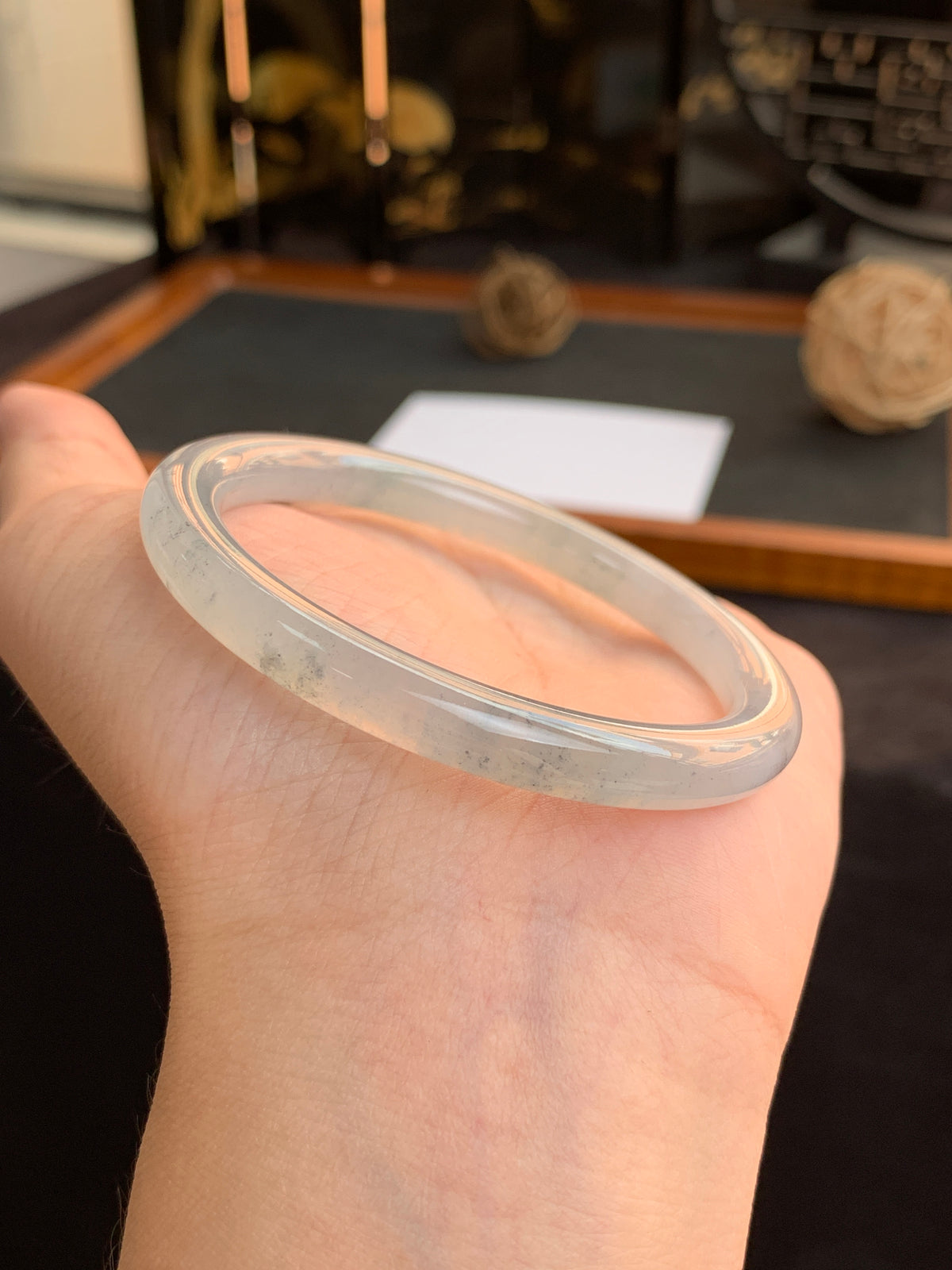 冰乌鸡缅甸翡翠A货圆条53mm*7mm*7.3