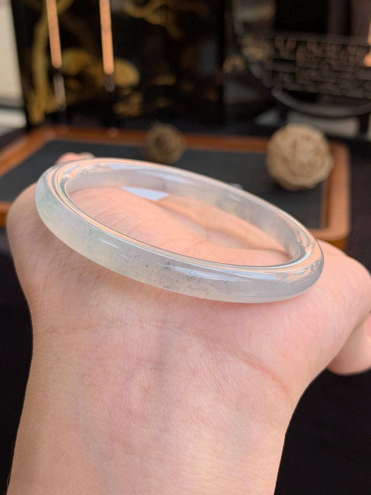 冰乌鸡缅甸翡翠A货圆条53mm*7mm*7.3